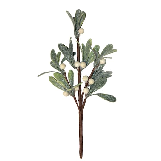 12" Artificial Christmas Mistletoe White Berry & Leaf Pick, 6ct.
